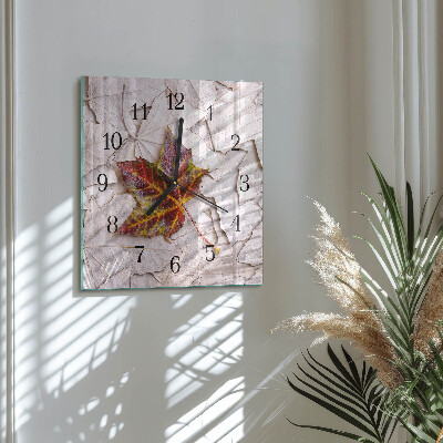 Glass wall clock square Maple leaf