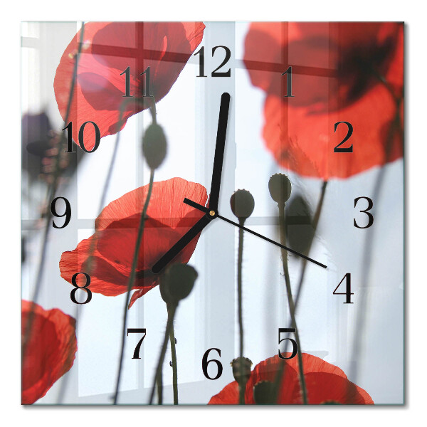 Glass clock square Poppy