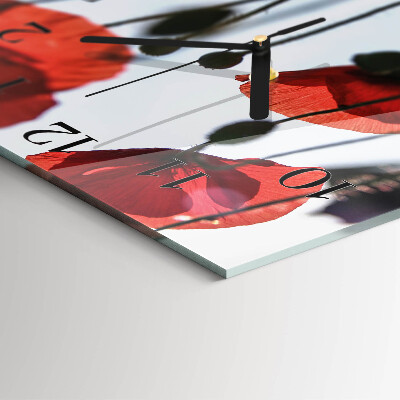 Glass clock square Poppy