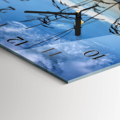 Glass wall clock square Grass