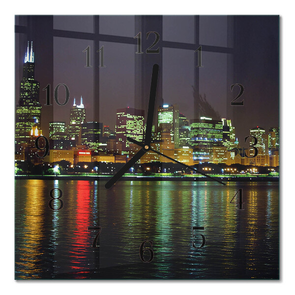 Glass wall clock square Horizon