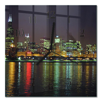 Glass wall clock square Horizon
