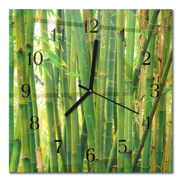 Glass wall clock square Bamboo