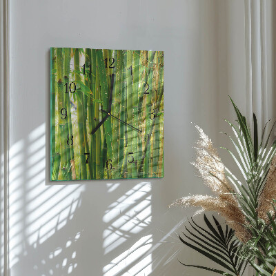 Glass wall clock square Bamboo