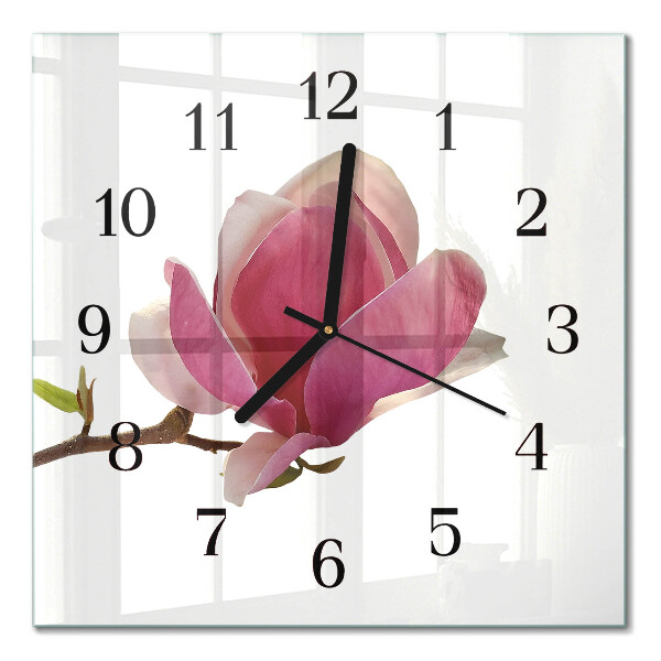 Square kitchen clock Magnolia flower