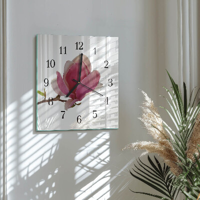 Square kitchen clock Magnolia flower