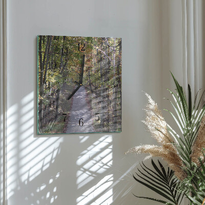 Square wall clock Forest path