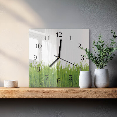 Glass wall clock square Floristic art