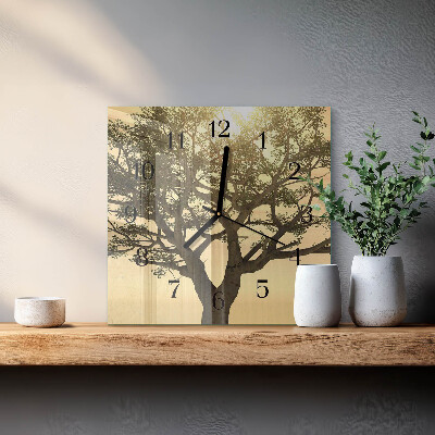 Glass clock square Tree