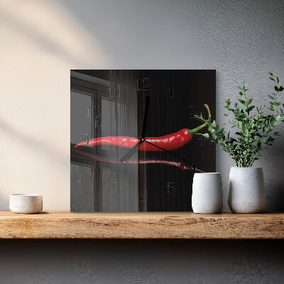 Square wall clock Chili pepper