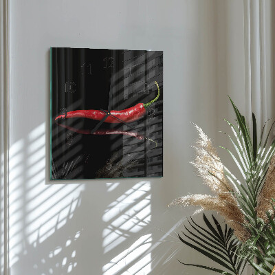 Square wall clock Chili pepper