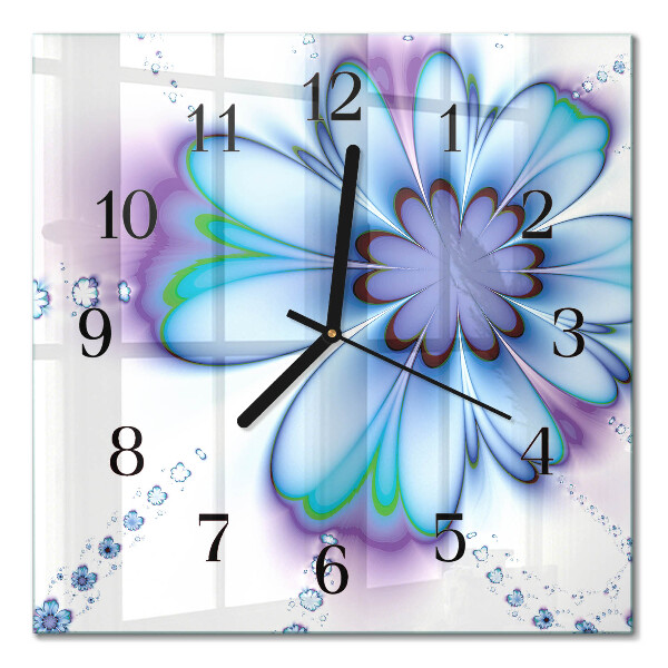 Glass wall clock square Flower