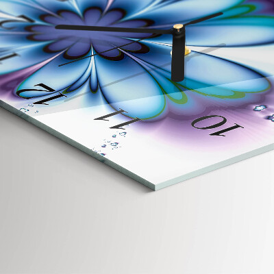 Glass wall clock square Flower