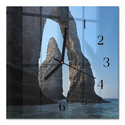 Glass wall clock square Stone