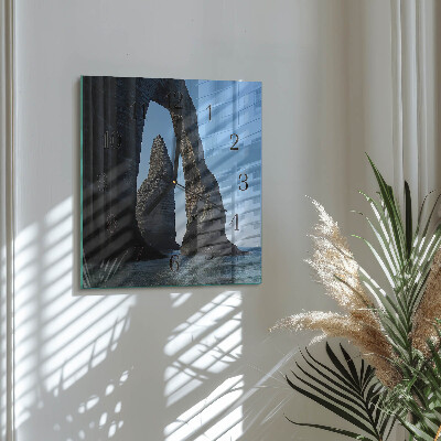 Glass wall clock square Stone