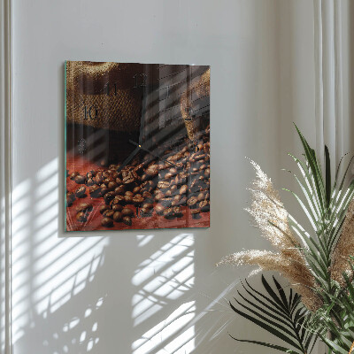 Glass clock square Coffee beans
