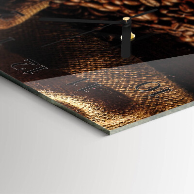 Glass clock square Coffee beans