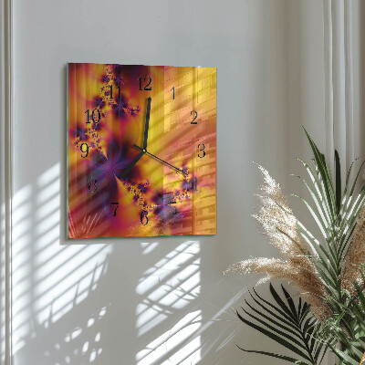 Glass clock square Flowers