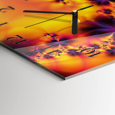 Glass clock square Flowers