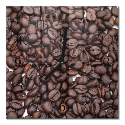 Glass clock square Coffee beans