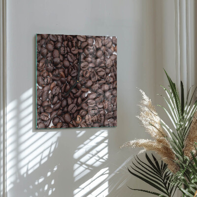 Glass clock square Coffee beans