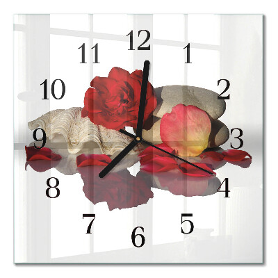Square wall clock Bowl of roses