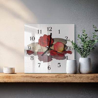 Square wall clock Bowl of roses