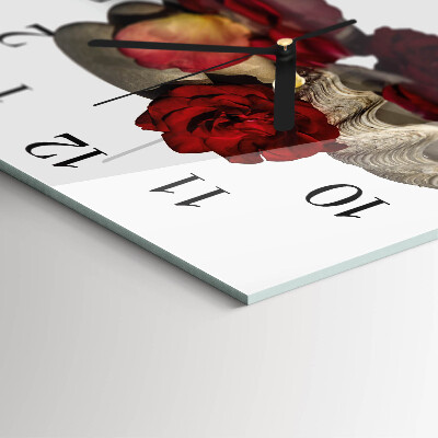 Square wall clock Bowl of roses