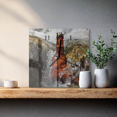 Glass clock square Beer