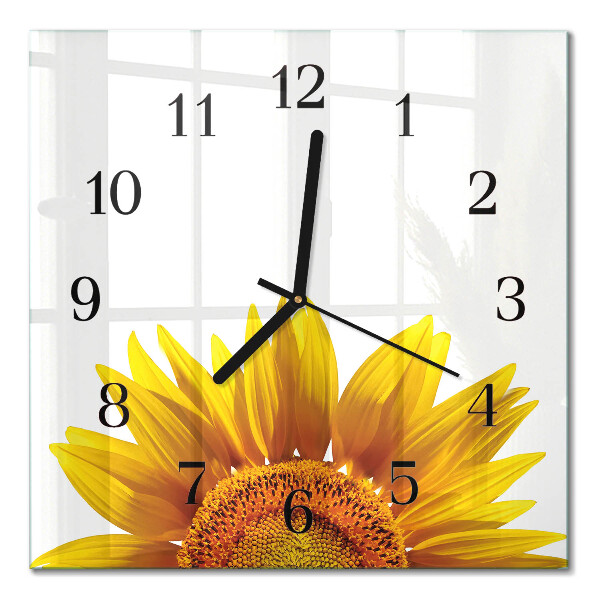 Glass clock square Flower