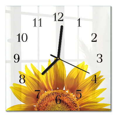 Glass clock square Flower