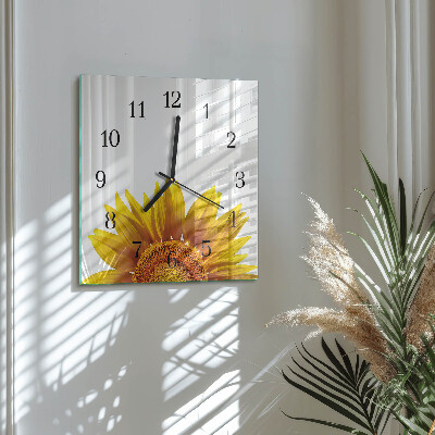 Glass clock square Flower