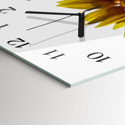 Glass clock square Flower
