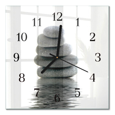 Glass wall clock square Stones