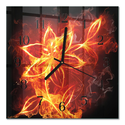 Square kitchen clock Fire flower