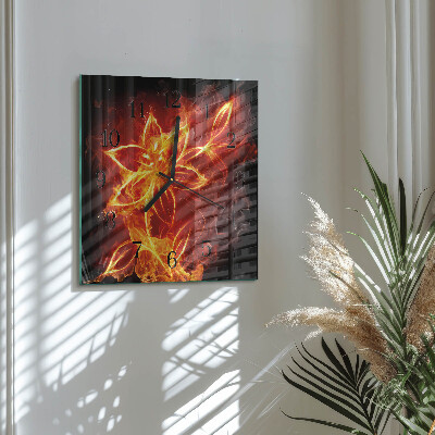 Square kitchen clock Fire flower