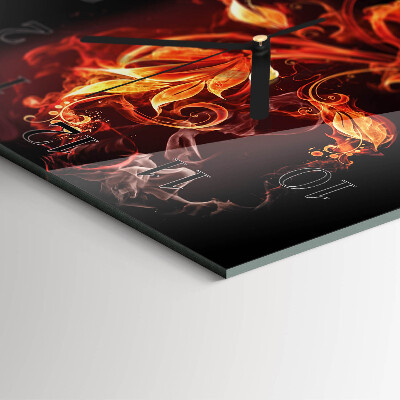 Glass clock square Fire flower