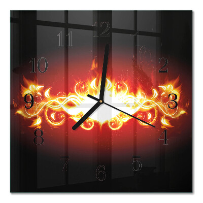 Square wall clock Fire flower
