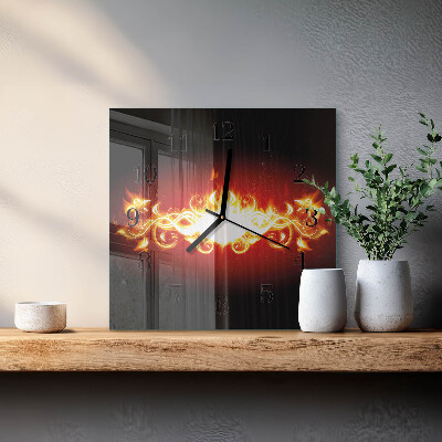 Square wall clock Fire flower