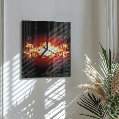 Square wall clock Fire flower