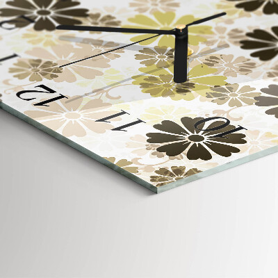 Glass wall clock square Floristic art