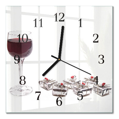 Glass clock square A glass of wine