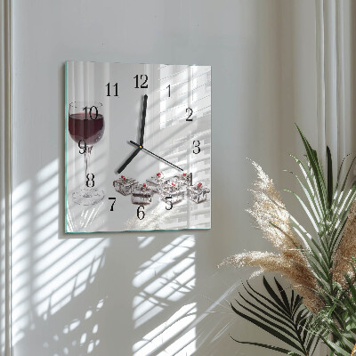 Glass clock square A glass of wine