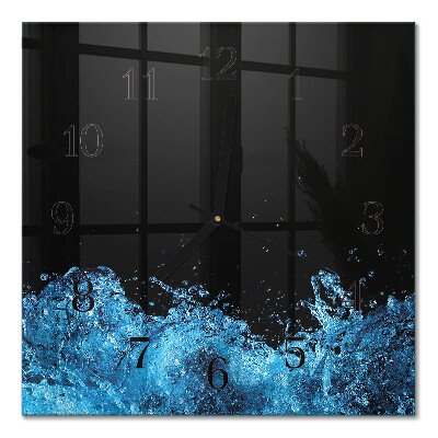 Glass wall clock square Water