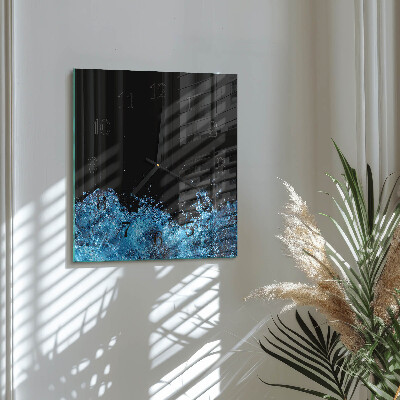 Glass wall clock square Water