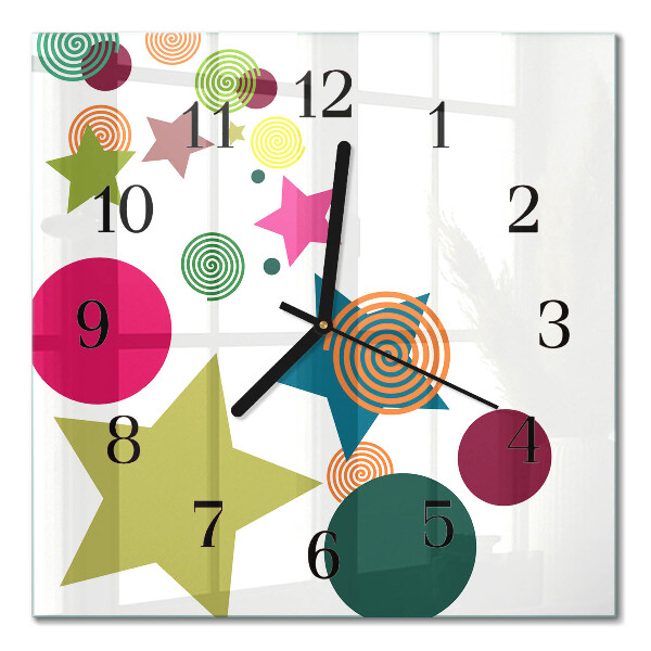 Glass wall clock square Stars