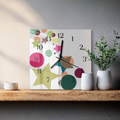 Glass wall clock square Stars
