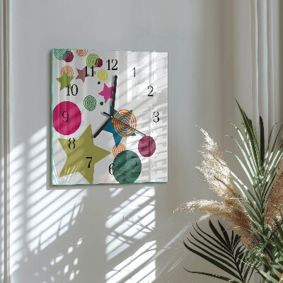 Glass wall clock square Stars