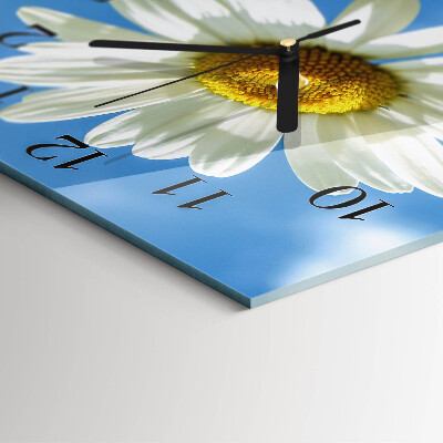 Glass clock square Flower