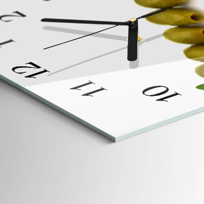 Glass wall clock square Olives